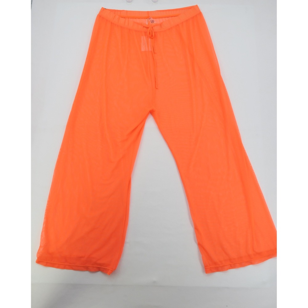 Coastal Waves Tangerine Orange Sheer Mesh Swim Cover-Up Pants Plus Size 3X NEW